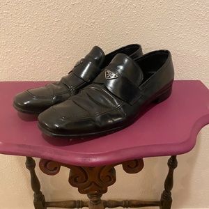 Prada polished leather loafers